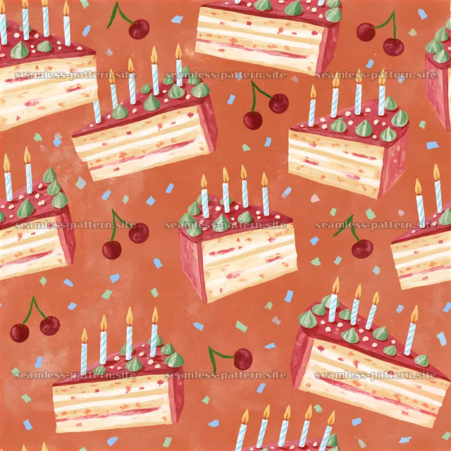 Colorful birthday cake seamless pattern for festive designs — seamless tileable pattern