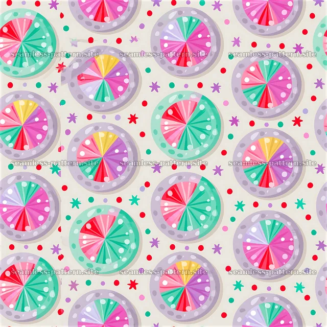 Colorful circular design with star motifs in a seamless pattern — seamless tileable pattern