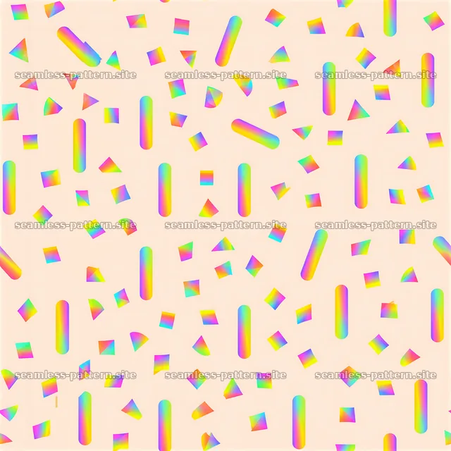 Rainbow Geometric Repeat Pattern with Colorful Abstract Shapes — seamless tileable pattern