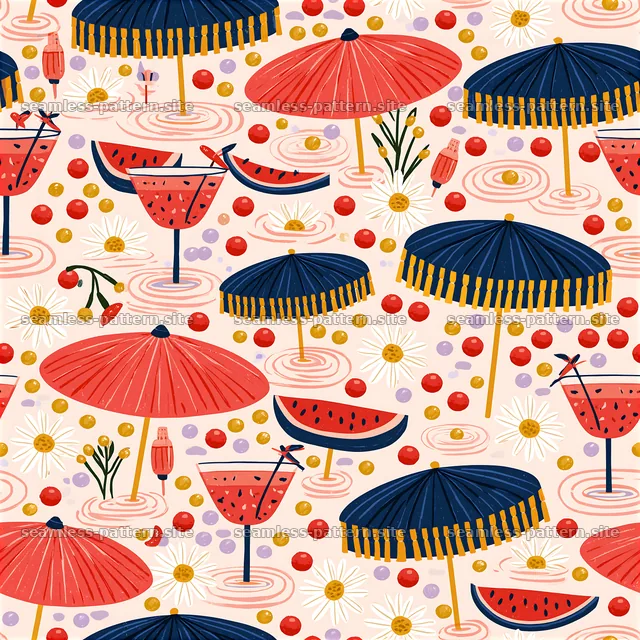 Funky Poolside Summer Seamless Pattern — seamless tileable pattern