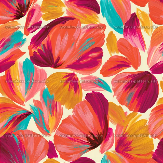 Vibrant painted petals tileable pattern on a light background — seamless tileable pattern