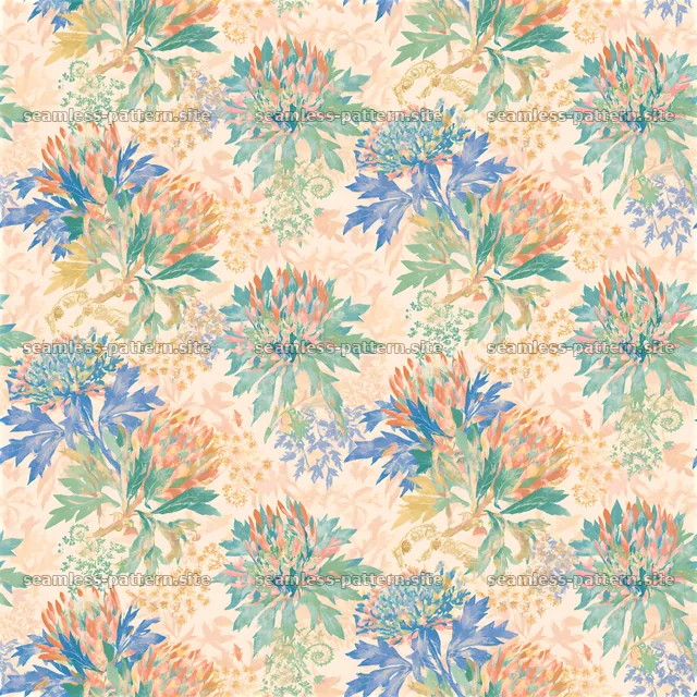 Funky botanical seamless pattern with vibrant floral motifs — seamless tileable pattern
