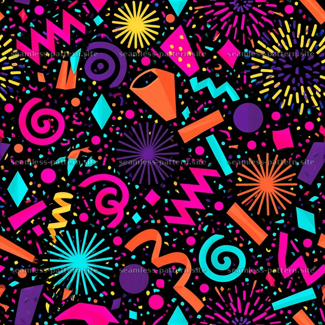 Colorful geometric shapes on dark background seamless pattern — seamless tileable pattern
