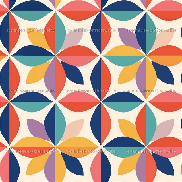 Colorful Geometric Petals Seamless Pattern — seamless tileable pattern
