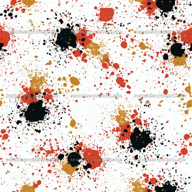 Colorful splattered pattern with black, red, and gold accents — seamless tileable pattern