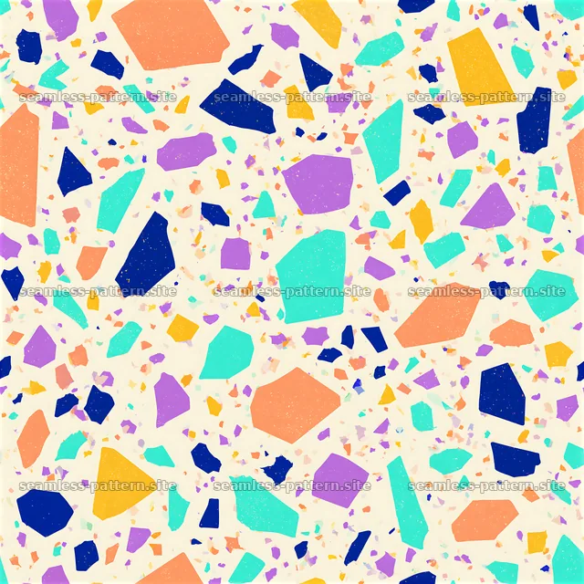 Bright mosaic fragments in a colorful seamless pattern — seamless tileable pattern