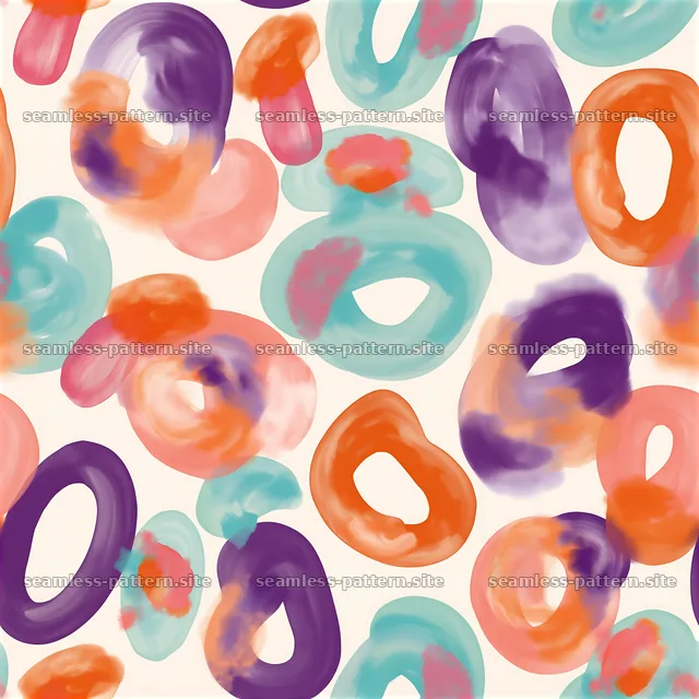 Colorful abstract seamless pattern with circular shapes and swirls — seamless tileable pattern