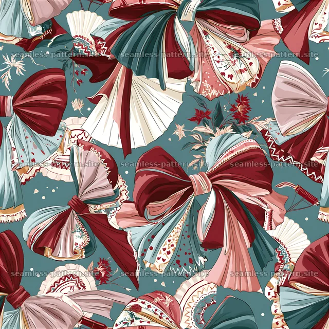 Funky Bow and Floral Apparel Seamless Pattern — seamless tileable pattern