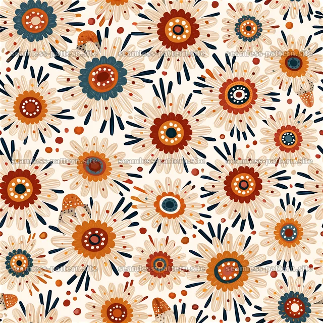 Colorful daisy floral pattern for fabric and paper design — seamless tileable pattern