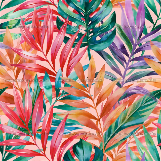 Bright watercolor leaves seamless pattern with colorful foliage — seamless tileable pattern