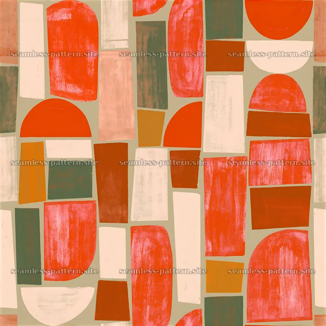 Bright coral shapes seamless pattern with bold blocks and curves — seamless tileable pattern