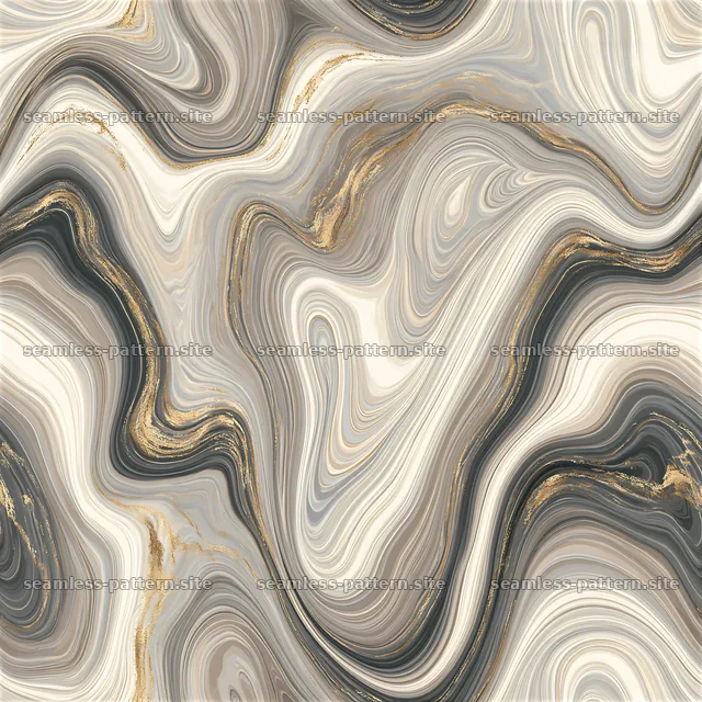 Seamless fluid marble repeat pattern with gold veining creates — seamless tileable pattern