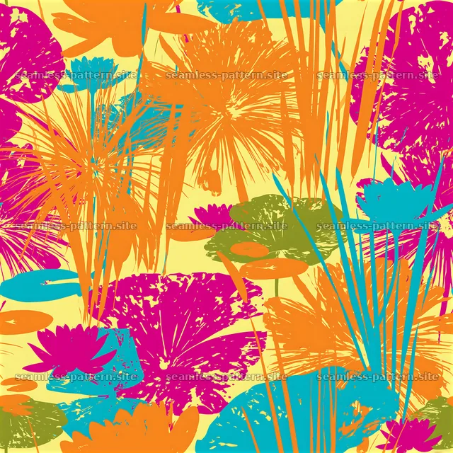 Vibrant tropical plants and flowers in a seamless pattern design — seamless tileable pattern