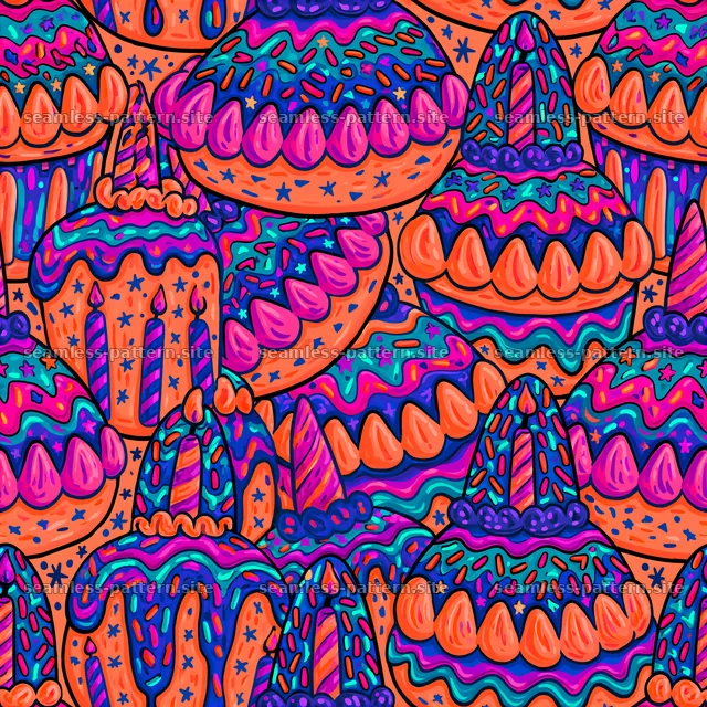 Colorful cake and dessert seamless pattern for celebrations — seamless tileable pattern