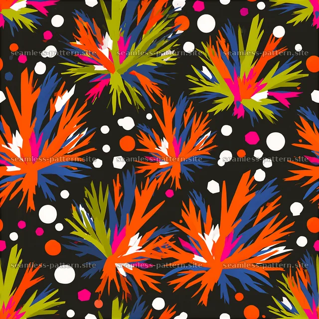 Colorful coral seamless pattern on black — seamless tileable pattern