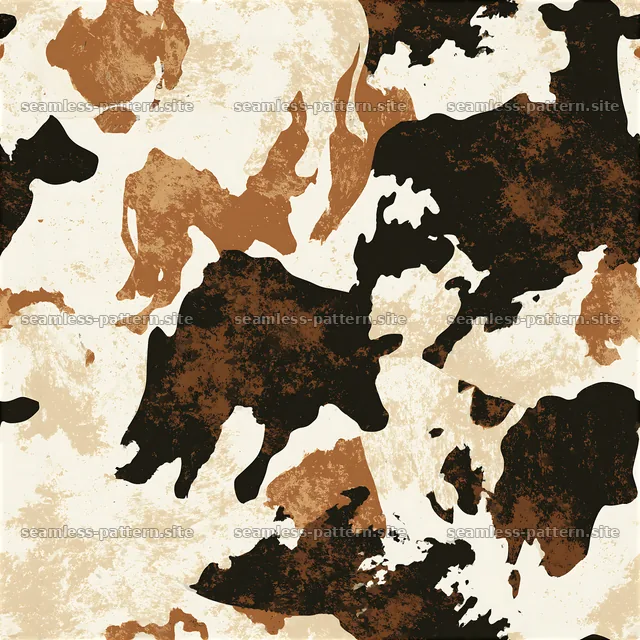 Seamless creamy cowhide repeat pattern in earthy tones — seamless tileable pattern