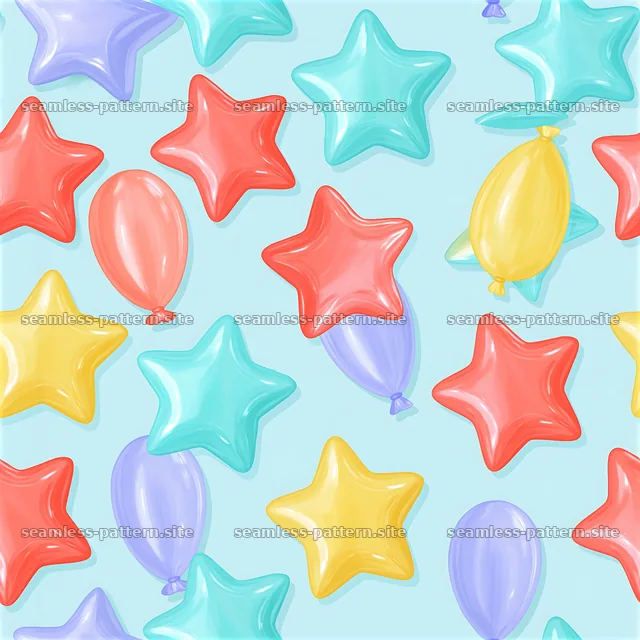 Star balloon seamless pattern with colorful elements — seamless tileable pattern