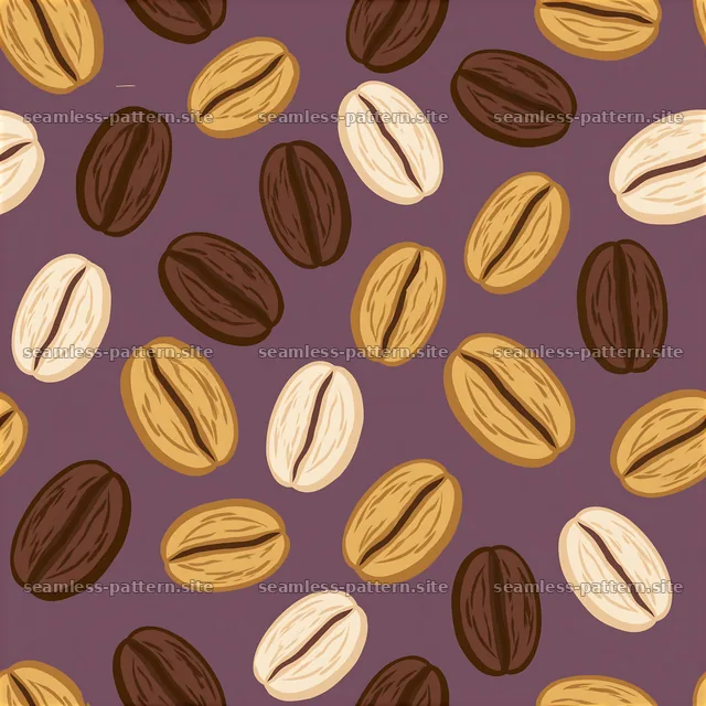 Seamless coffee bean pattern in earthy tones on a muted background — seamless tileable pattern