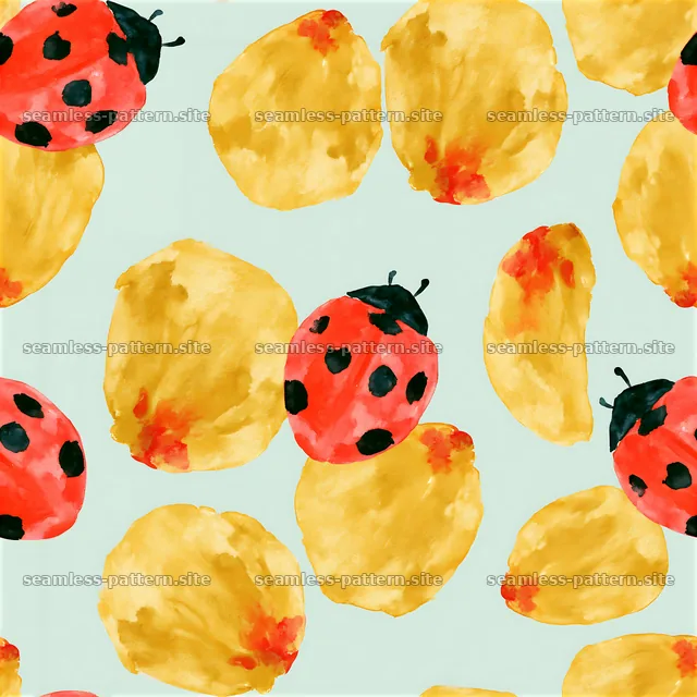 Seamless watercolor ladybug pattern for fabric and surface design — seamless tileable pattern