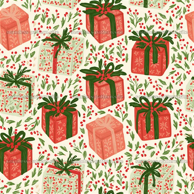 Red and Green Christmas Present Seamless Pattern — seamless tileable pattern