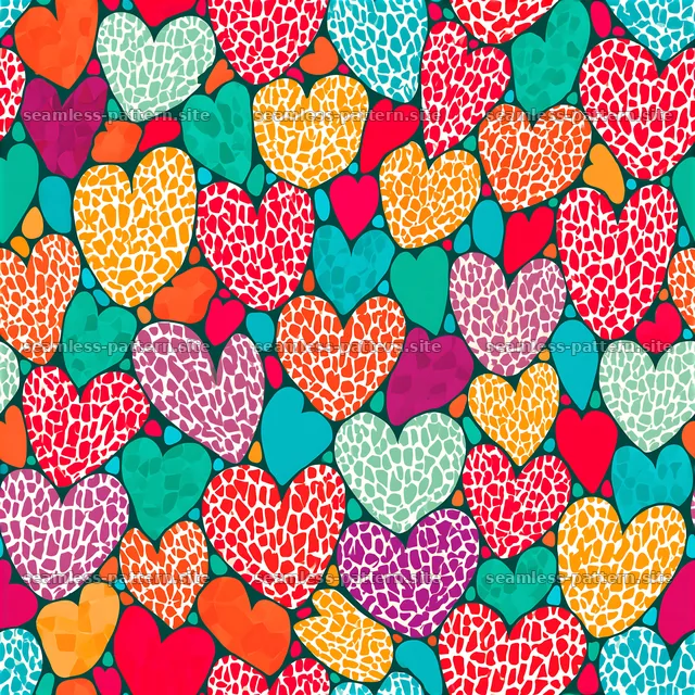 Colorful Hearts Seamless Pattern — seamless tileable pattern