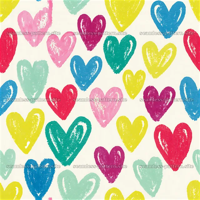 Colorful hearts in a seamless pattern for playful designs — seamless tileable pattern