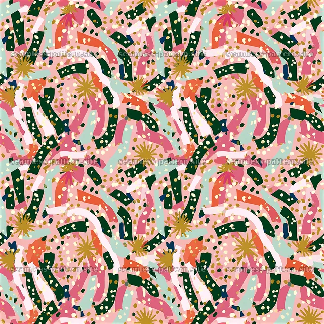Colorful abstract seamless pattern with organic shapes and dots — seamless tileable pattern
