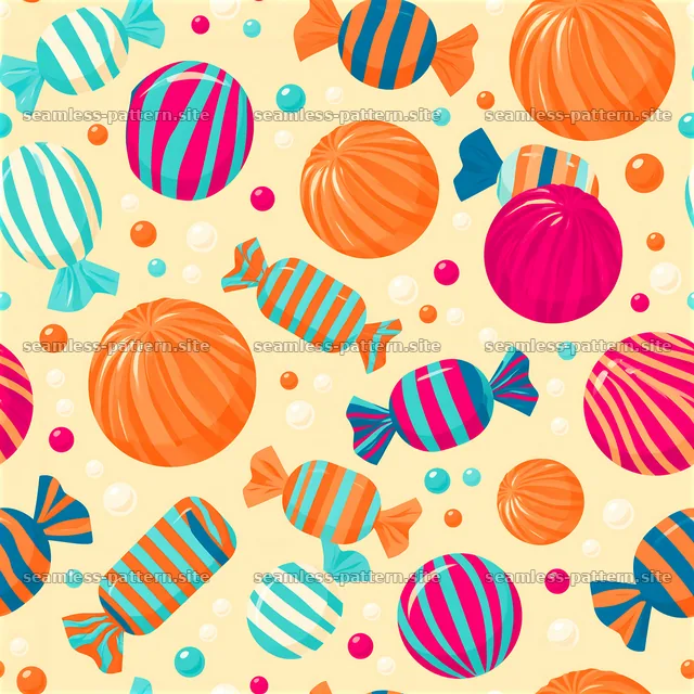 Cute candy seamless pattern with colorful candies on a light — seamless tileable pattern