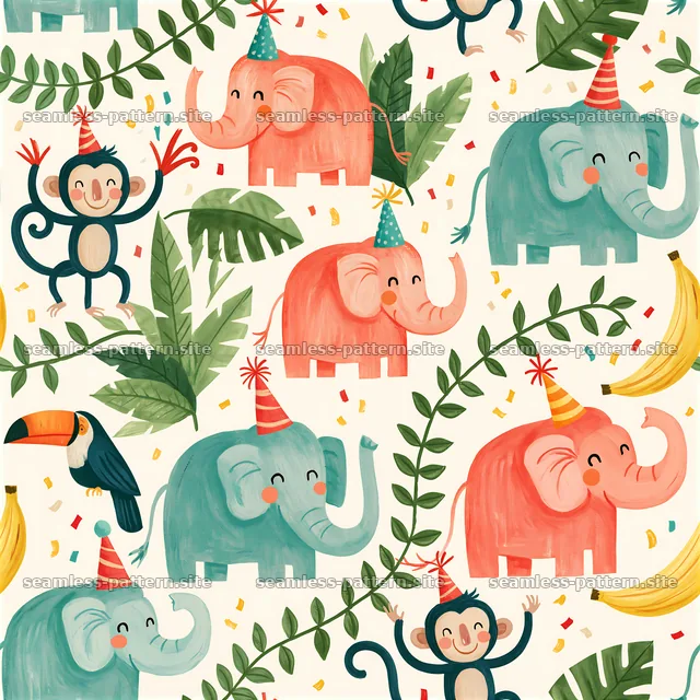 Colorful jungle animals seamless pattern for birthday designs — seamless tileable pattern