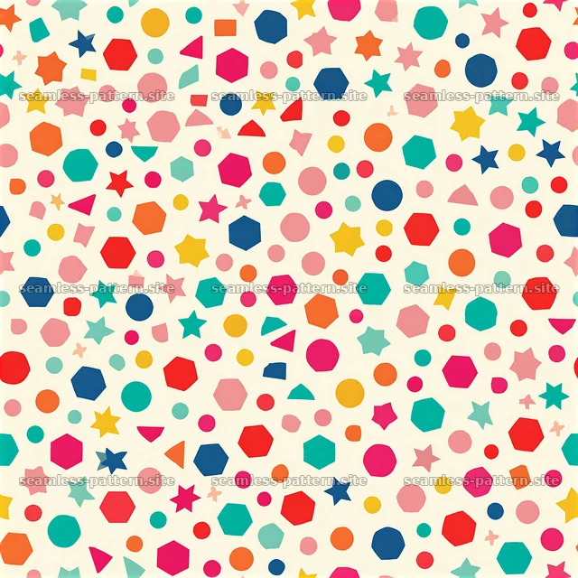 Colorful geometric star and polygon seamless pattern for kids — seamless tileable pattern