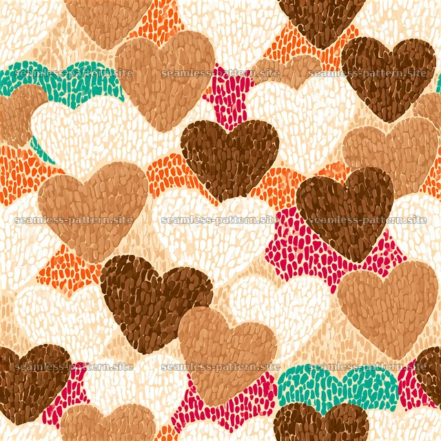 Colorful Textured Heart Seamless Pattern — seamless tileable pattern