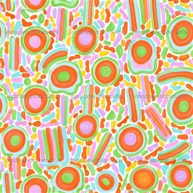Colorful Abstract Confetti and Rings Seamless Pattern — seamless tileable pattern