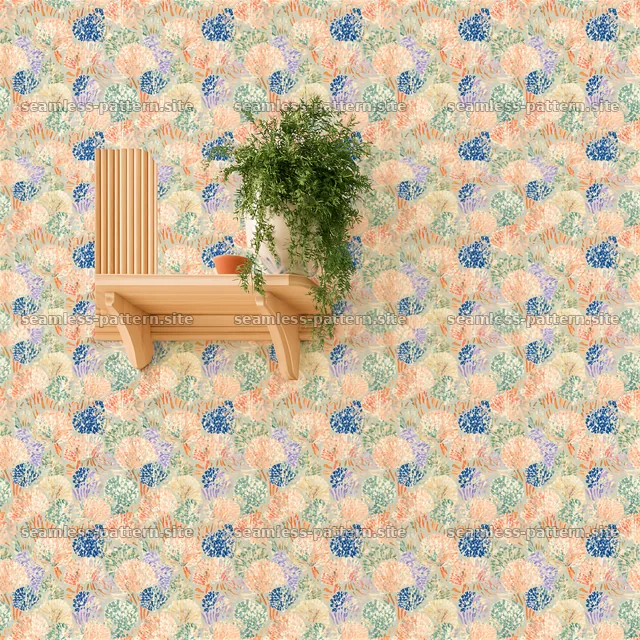 Colorful Abstract Floral Seamless Pattern in Interior — seamless tileable pattern