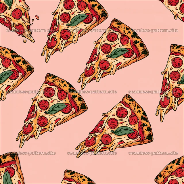 Bold Pepperoni Pizza Slice Seamless Pattern — seamless tileable pattern