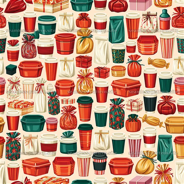 Funky Gift and Takeaway Packaging Seamless Pattern — seamless tileable pattern
