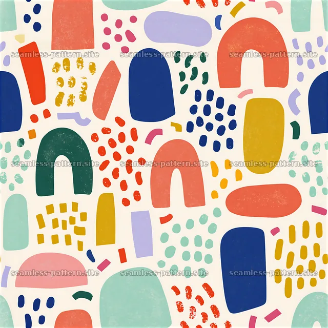 Colorful abstract shapes in a playful seamless pattern design — seamless tileable pattern