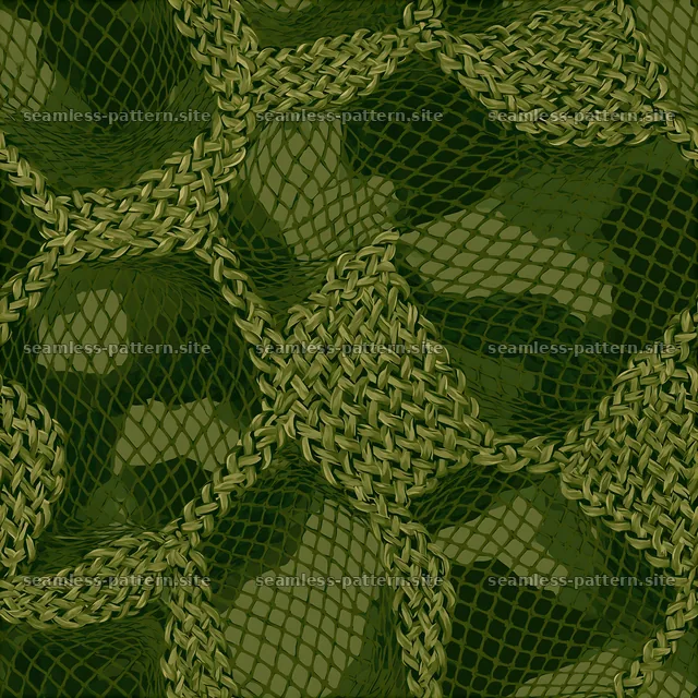 Green camouflage netting seamless pattern with intricate weave details — seamless tileable pattern