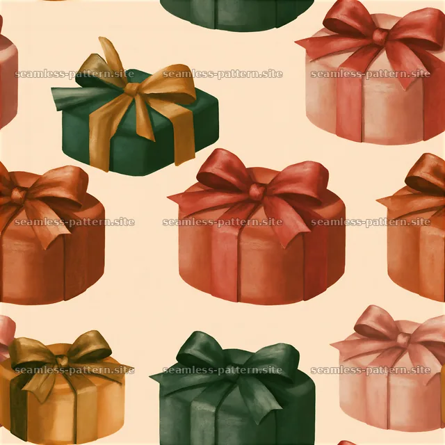 Tileable texture with festive gift packages in various colors — seamless tileable pattern