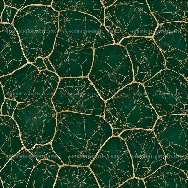 Radiant gold vein lattice repeating pattern on dark green surface — seamless tileable pattern