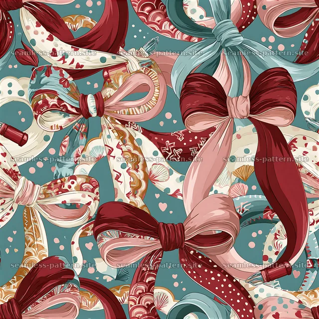 Colorful bows in a playful arrangement for fabric design — seamless tileable pattern