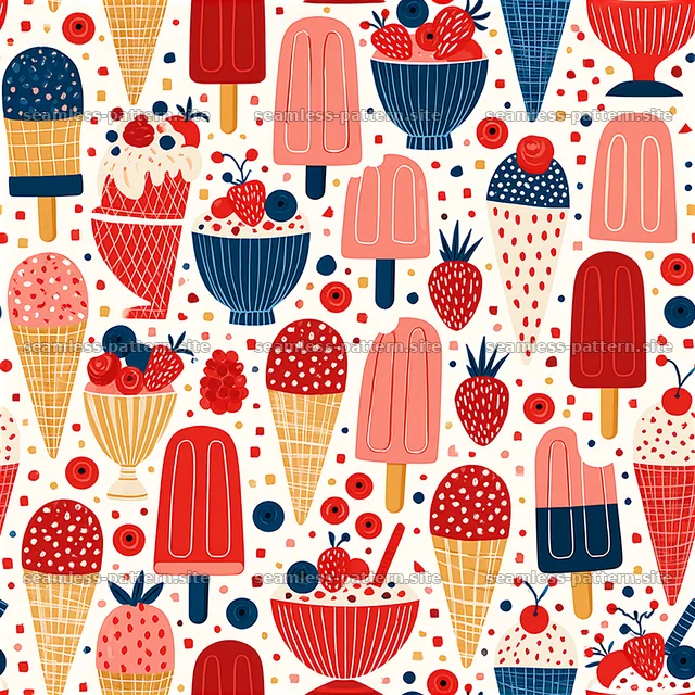 Colorful Ice Cream and Popsicle Seamless Pattern — seamless tileable pattern