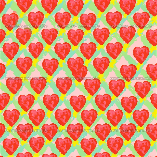Colorful hearts in a repeating pattern on a light background — seamless tileable pattern