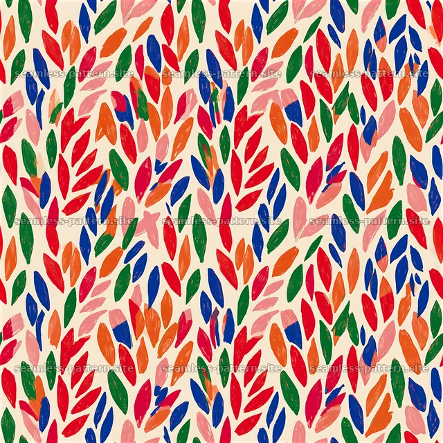 Colorful leaf pattern with vibrant hues on a light background — seamless tileable pattern