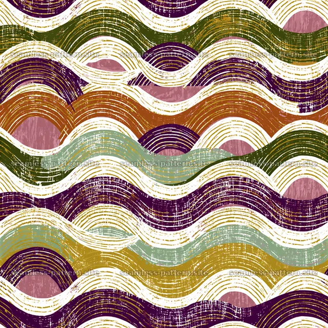 Colorful waves pattern with layered curves and rich colors — seamless tileable pattern
