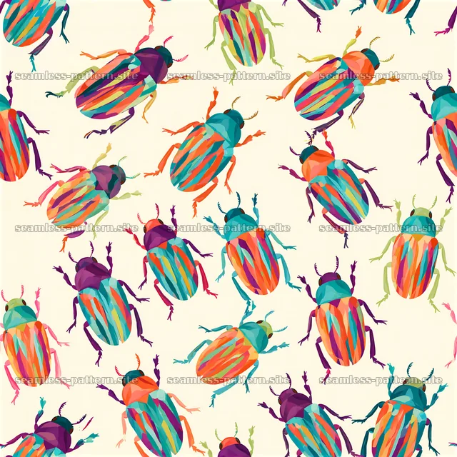 Vibrant Beetles Seamless Pattern — seamless tileable pattern