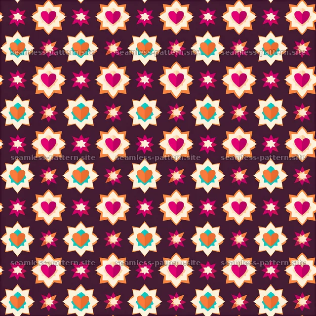 Colorful hearts and stars seamless pattern for various designs — seamless tileable pattern