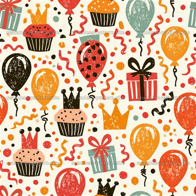 Colorful party elements seamless pattern for joyful occasions — seamless tileable pattern