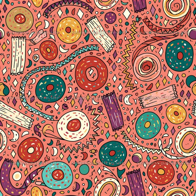 Birthday Confetti and Donut Seamless Pattern — seamless tileable pattern