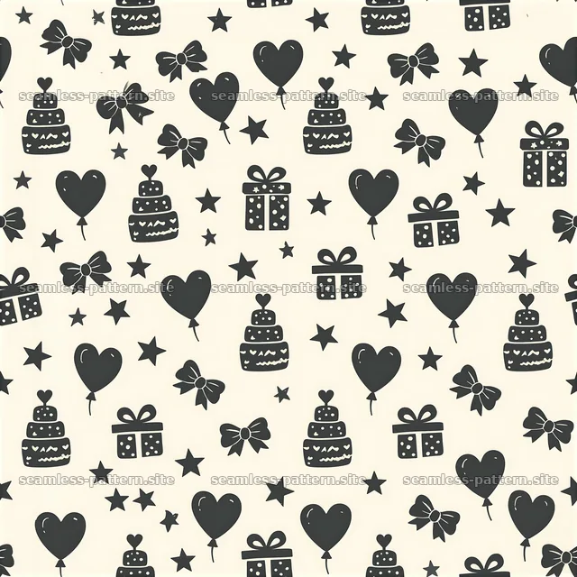 Fun black and white seamless pattern for celebrations — seamless tileable pattern