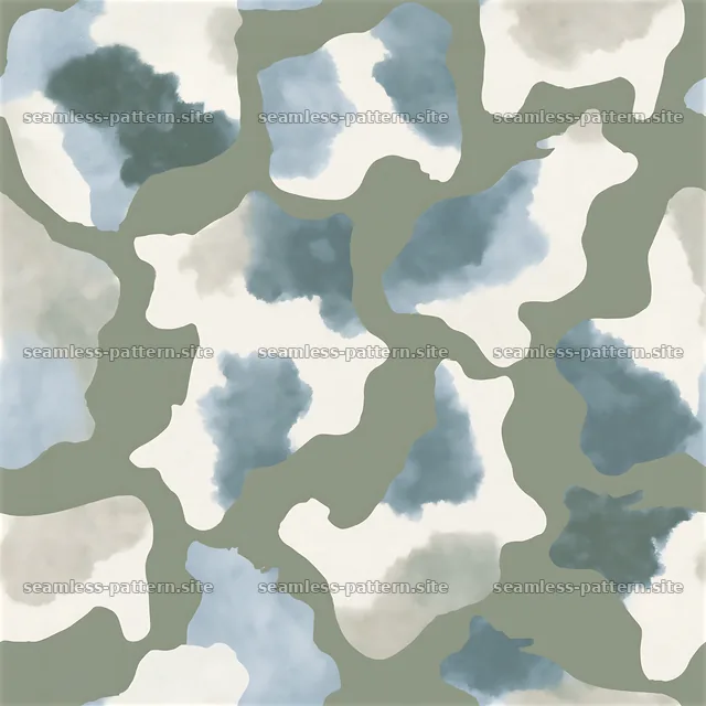 Funky cow print seamless pattern in soft green and blue tones — seamless tileable pattern